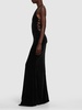 Velvet long dress w/ side lace-up