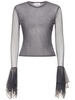 Tulle ruffled long sleeve top