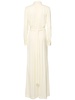 Belted fluid viscose blend long jumpsuit