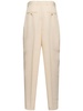 Pleated viscose & poly straight pants