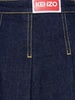 Pleated cotton denim mini skirt