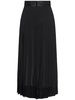High waist pleated georgette midi skirt