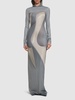 Printed jersey hooded long dress
