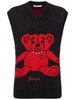 Wool knit vest w/ bear and crystals