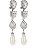 Crystal earrings w/ faux pearl pendants