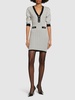 Pinstriped knit v-neck mini dress