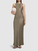 Viscose blend crepe long dress