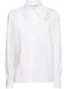 Flower embroidered stretch cotton shirt