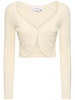 Cotton blend knit crop cardigan
