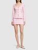 Sequined checked tweed round neck jacket