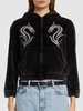 Cropped zip up cotton hoodie