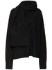 Draped scarf wool blend knit sweater