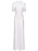 Short sleeve satin long dress