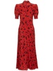 Printed silk short sleeve long dress