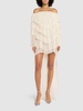 Draped silk crepe dress w/ train
