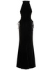 Velvet long dress w/ side lace-up
