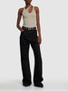 Ribbed jersey top w/ double straps