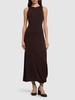 Silk viscose interlock twisted hem dress