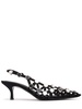 50mm Grid suede slingbacks