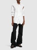 Cotton poplin peplum drape shirt