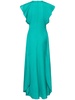 Folded cap sleeve viscose midi dress