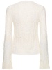 Cotton blend openwork crop sweater