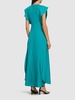 Folded cap sleeve viscose midi dress