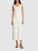 Fluid linen blend twill long dress
