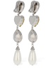 Crystal earrings w/ faux pearl pendants