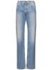 Glossy coated denim straight jeans