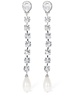 Crystal long earrings w/ faux pearl