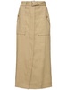 Stretch linen blend midi skirt