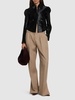 Pleated wool blend wide pants
