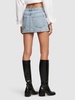 V front denim mini skirt