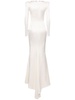 Studded silk satin long evening dress