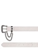 Embossed leather belt w/ chain