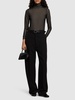 Sheer viscose jersey t-neck bodysuit