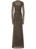 Printed stretch tech long dress