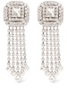 Square crystal earrings w/ fringes