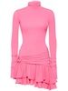 Jersey turtleneck draped mini dress