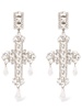 Crystal cross earrings w/ drops