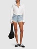 Frayed denims short w/ silk boxers