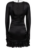Open back silk satin draped mini dress