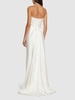 Galaxy satin cape corset bridal gown