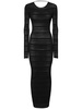 Striped sheer knit long dress