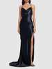 Shiny side slit maxi dress