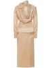 Open back silk satin midi dress w/ bow