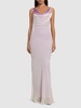 Tri-layered cowl neck satin long dress