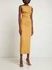 Stretch viscose draped backless dress
