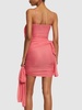 Draped tech jersey mini dress w/bows